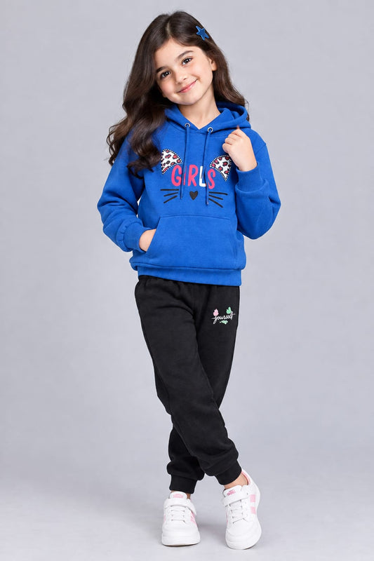 Girls Playful Prints Hoodie & Trouser Set