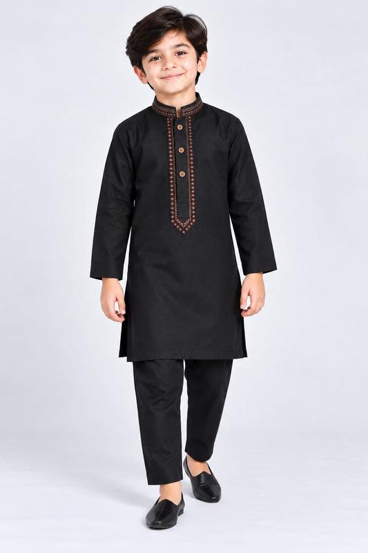 Boys Traditional Embroidered Kurta Pajama Set