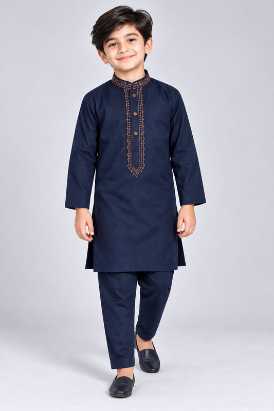 Boys Traditional Embroidered Kurta Pajama Set