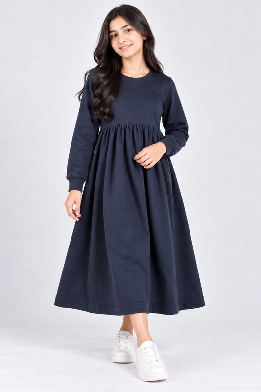 Winter Fleece Relaxed Fit Midi Dress