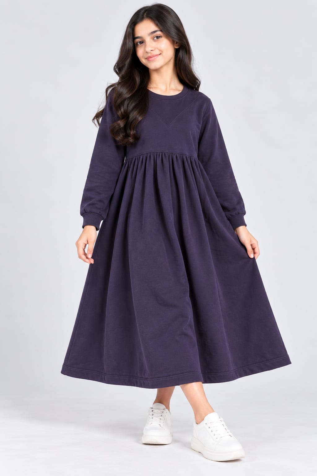 Winter Fleece Relaxed Fit Midi Dress