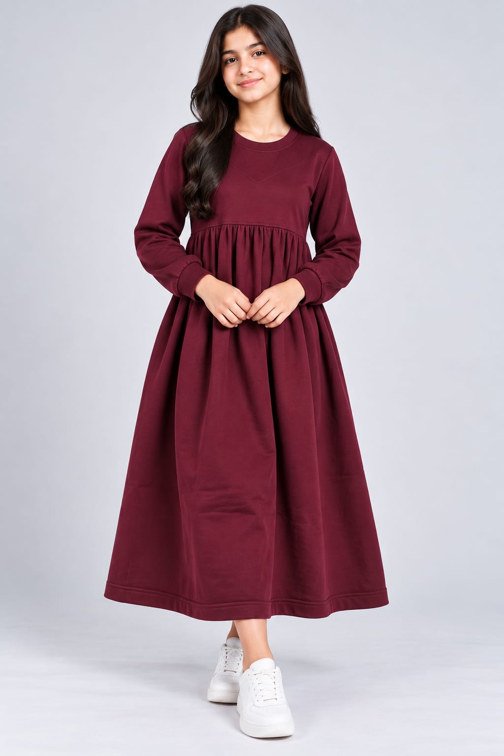 Winter Fleece Relaxed Fit Midi Dress