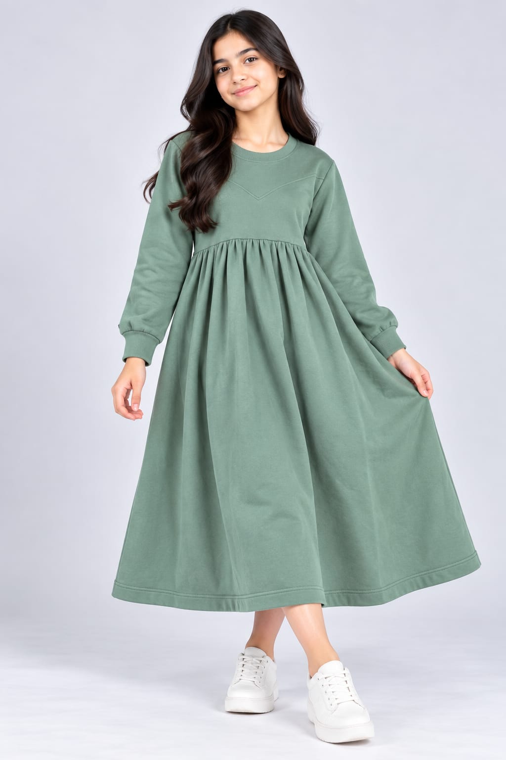 Winter Fleece Relaxed Fit Midi Dress