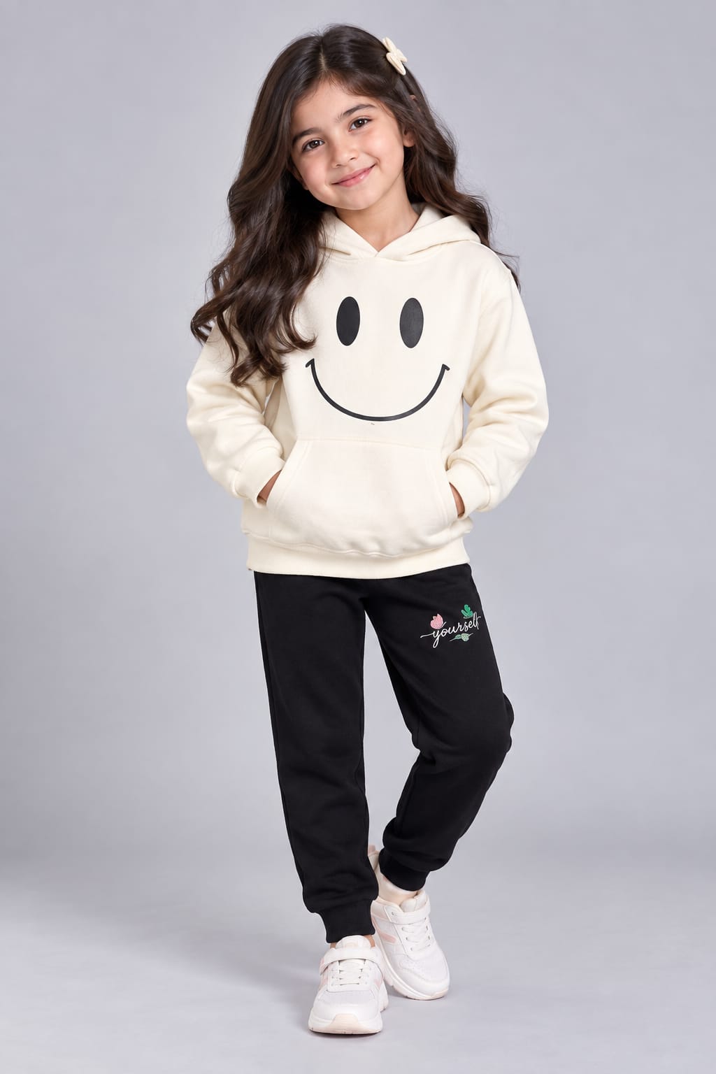 Girls Playful Prints Hoodie & Trouser Set