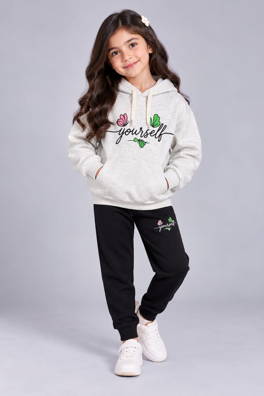 Girls Playful Prints Hoodie & Trouser Set